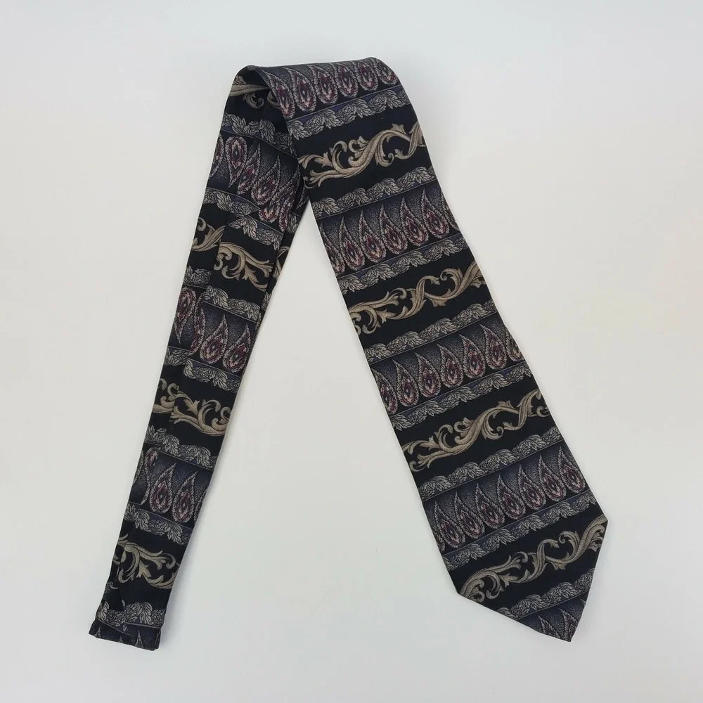 Henry Grethel Black Wide‎ Silk Tie Wide